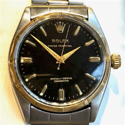 rolex vintage oyster perpetual black face two tone gold 6565|ROLEX OYSTER PERPETUAL REF. 6565 TWO.